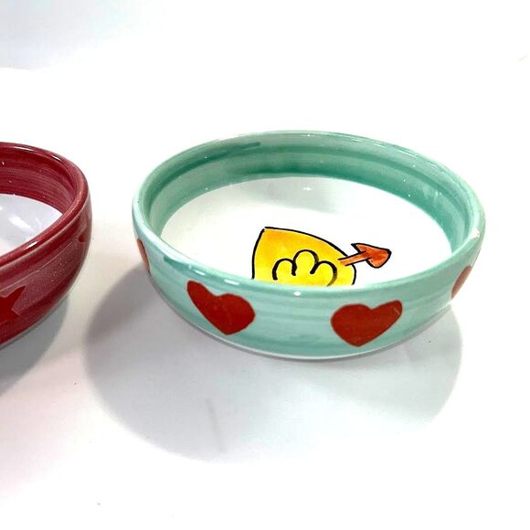 Italian Ceramic /Porcelain Made in Italy Set of 2 Bowls for Kids Chick and Bunny - Picture 4 of 12